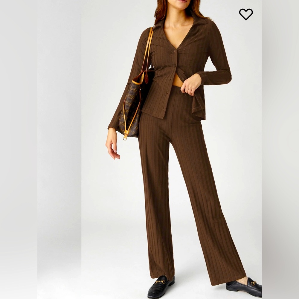 Reformation Zayne Two Piece Set in Cafe, XS